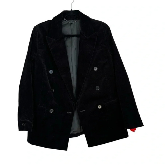 All Saints Adlai Corduroy Double Breasted Black Blazer Jacket Sz 6 NWT - Picture 1 of 10